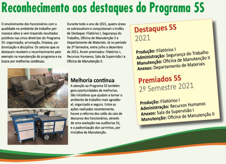 Destaques do Programa 5S — Fiação São Bento